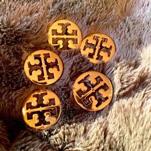 Gold tory Burch logo cut out buttons replacement metal sweater jacket cardigan